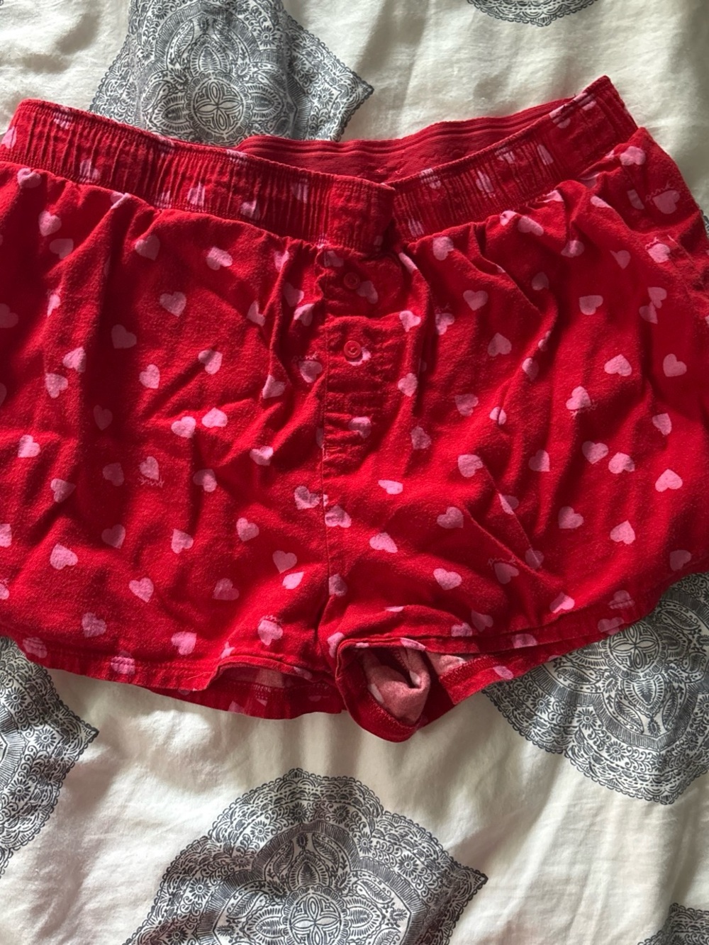 PINK VS Red Heart-Print Lounge Shorts